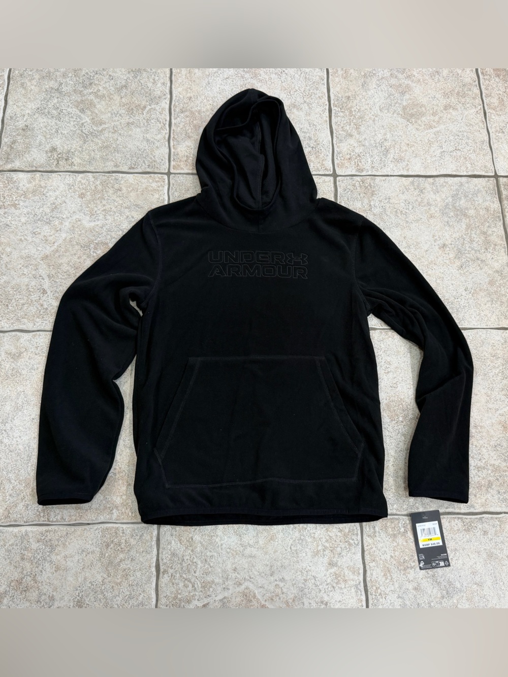 Under Armour Black Hooded Pullover with Kangaroo Pocket youth medium